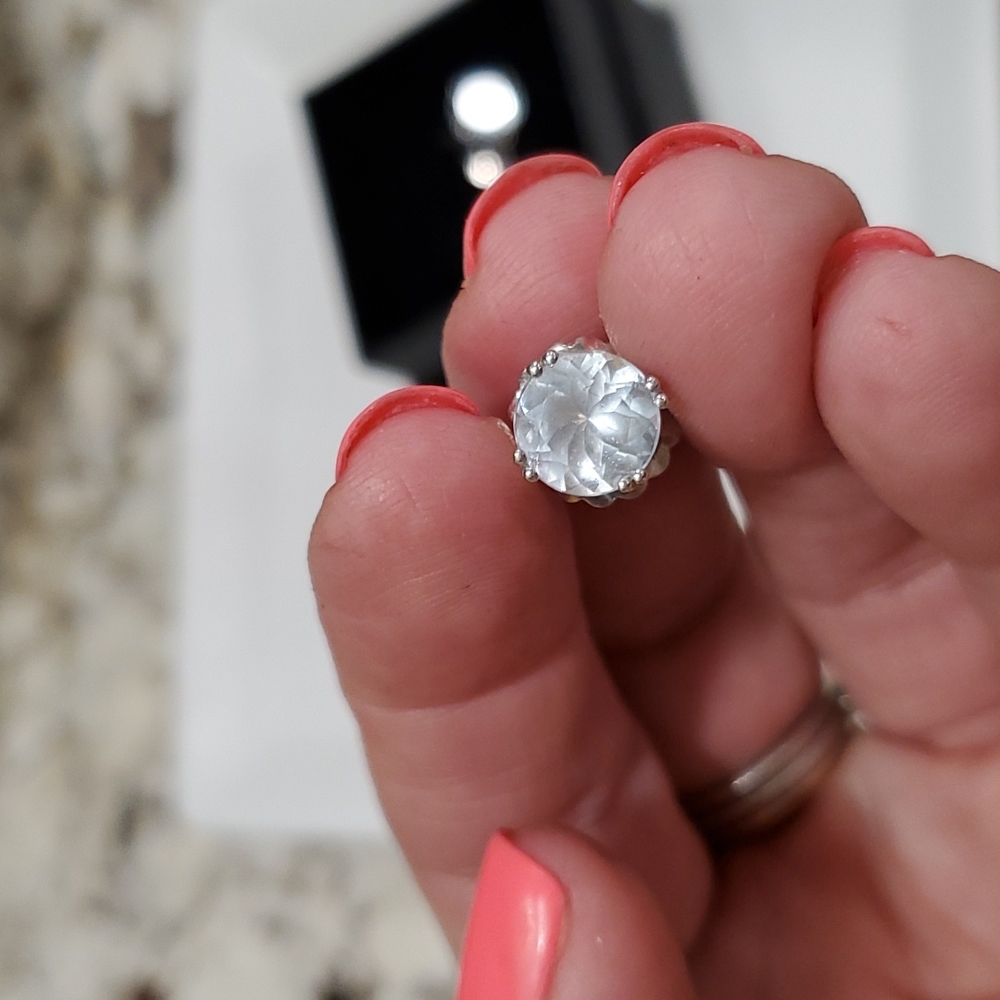 Aquamarine 14k white gold studs From Macy's - Picture 4 of 10